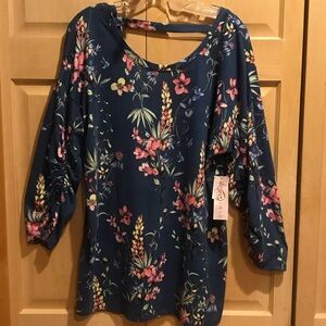 New Como Vintage Blue Floral Top